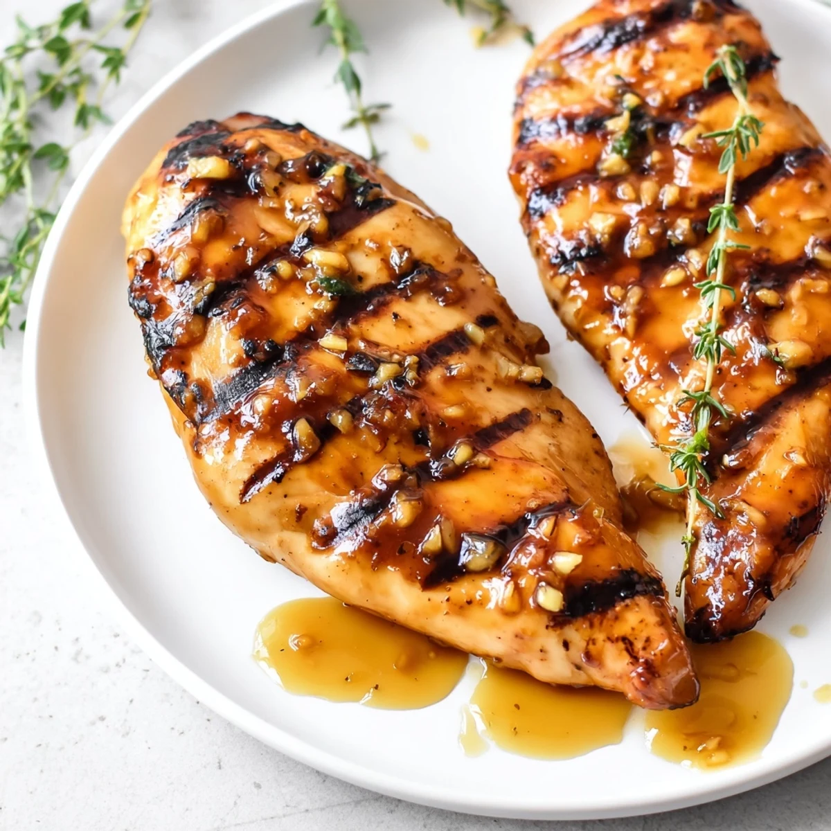 Juicy maple Dijon grilled chicken sliced open, served with roasted seasonal vegetables.