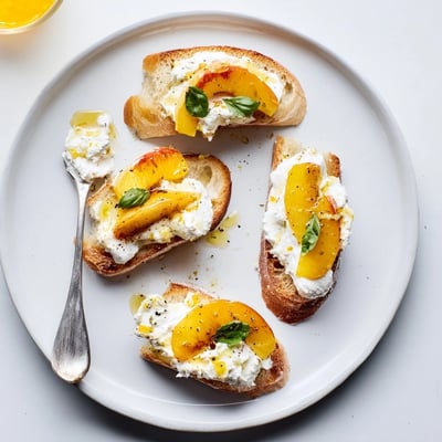 Peach Bruschetta With Whipped Ricotta